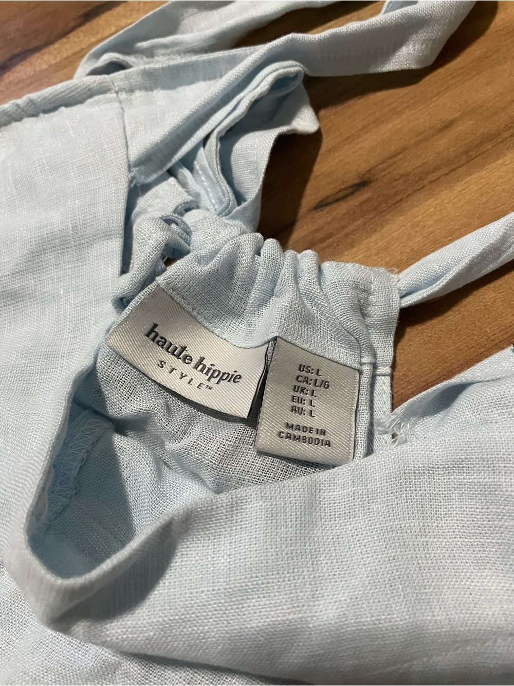 NWT Haute Hippie Style Linen Blend Wide Leg Jumpsuit Light Blue Large L - Picture 7 of 8